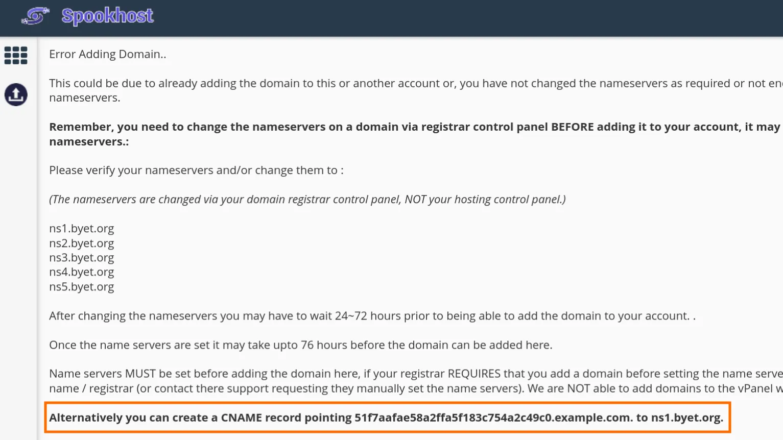 Parked Domain CNAME Validation